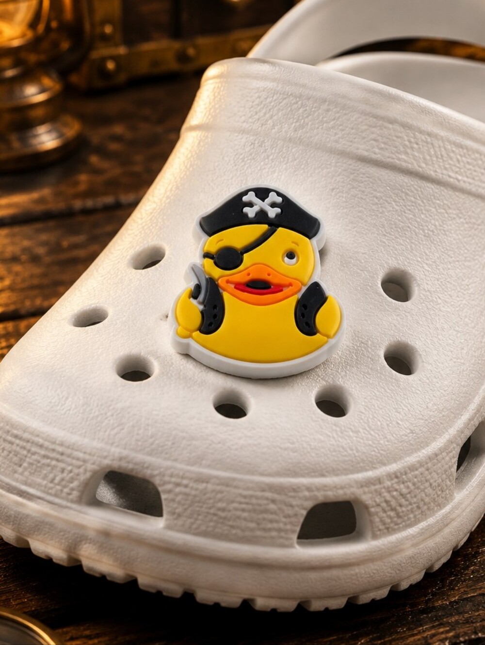 Pirate Yellow Duck Croc Shoe Charm Eyepatch Rubber Ducky Jibbitz Style Cartoon